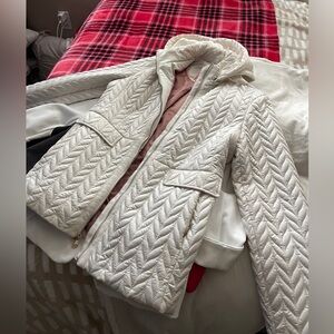Kate Spade White Quilted Water-Resistant Jacket - Medium